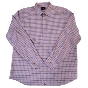 UNTUCKit Mens X-Large Wrinkle Free Red Brown Plaid Long Sleeve Button Down Shirt